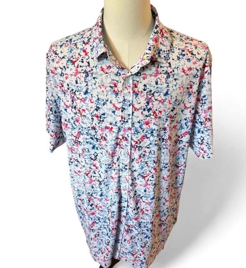 Robert Graham Hoffman Performance Short Sleeve Shirt Size 2XL Floral Print